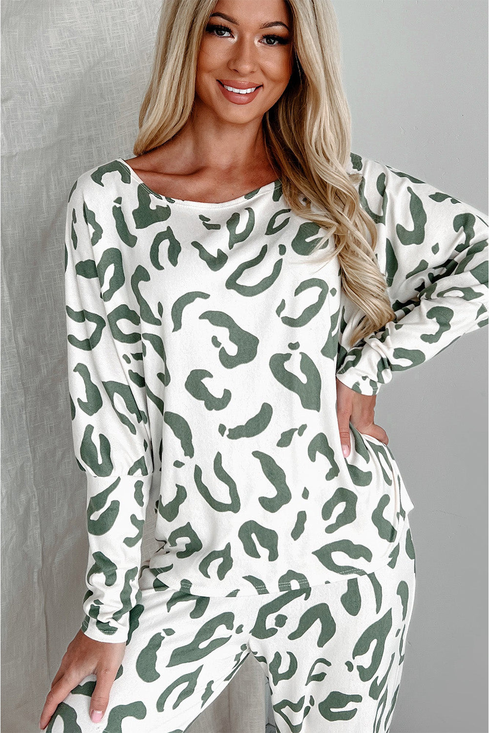 Beige Leopard Animal Print Long Sleeve and Pants Loungewear Set-Chaelisa's New Jammies