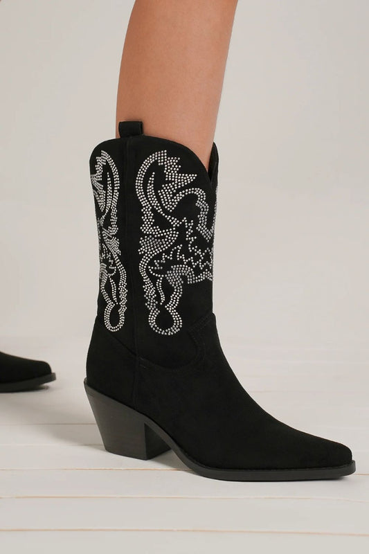 Beast Fashion Rhinestone Detail Point Toe Boots-Chaelisa's New Jammies