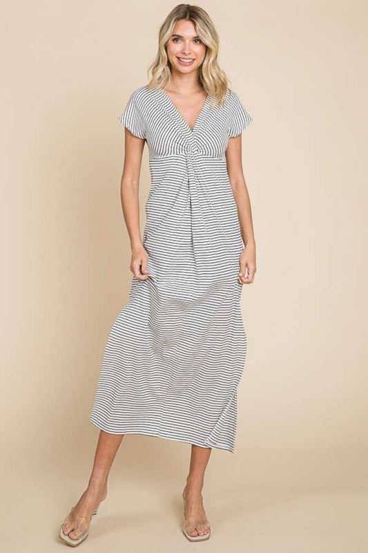 Culture Code Full Size Striped Twisted Detail Dress-Chaelisa's New Jammies