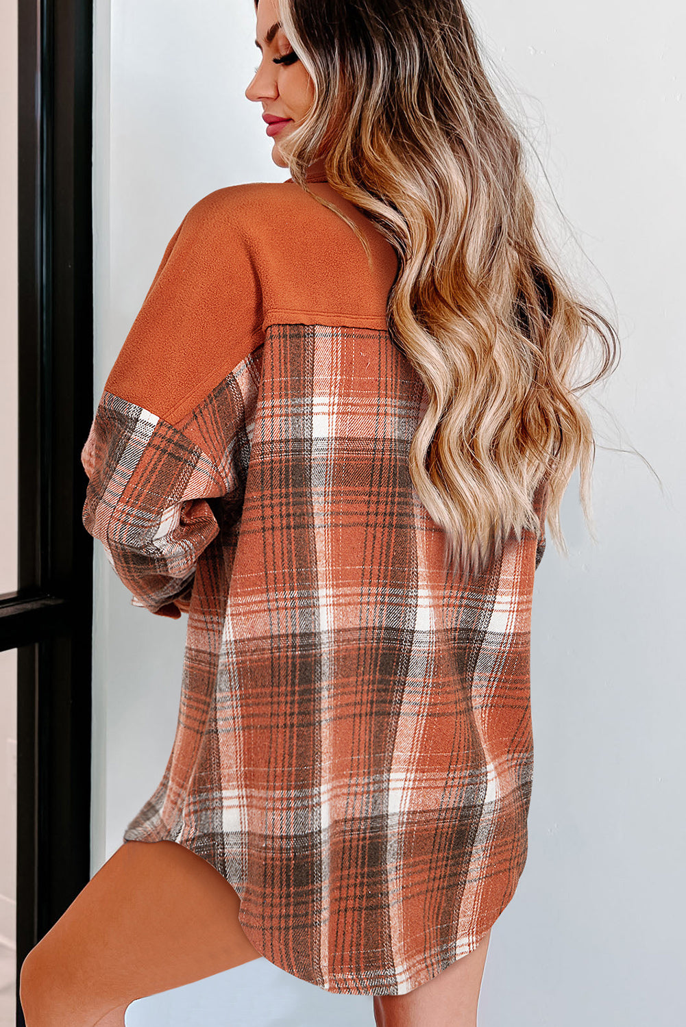 Khaki Colorblock Plaid Pattern Flap Pockets Buttoned Shacket-Chaelisa's New Jammies