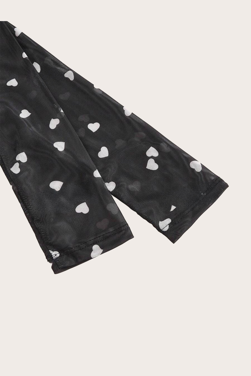 Black Heart Shape Mesh Patchwork Square Neck Bodysuit-Chaelisa's New Jammies