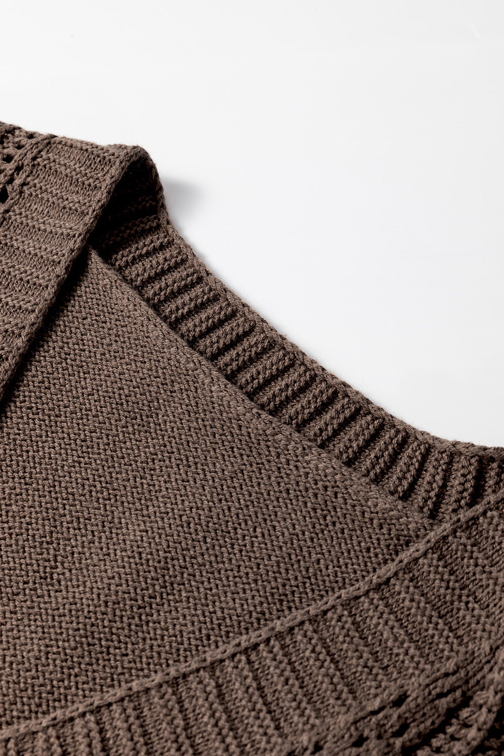 Dark Khaki Open Knit Drop Shoulder Sweater Cardigan-Chaelisa's New Jammies
