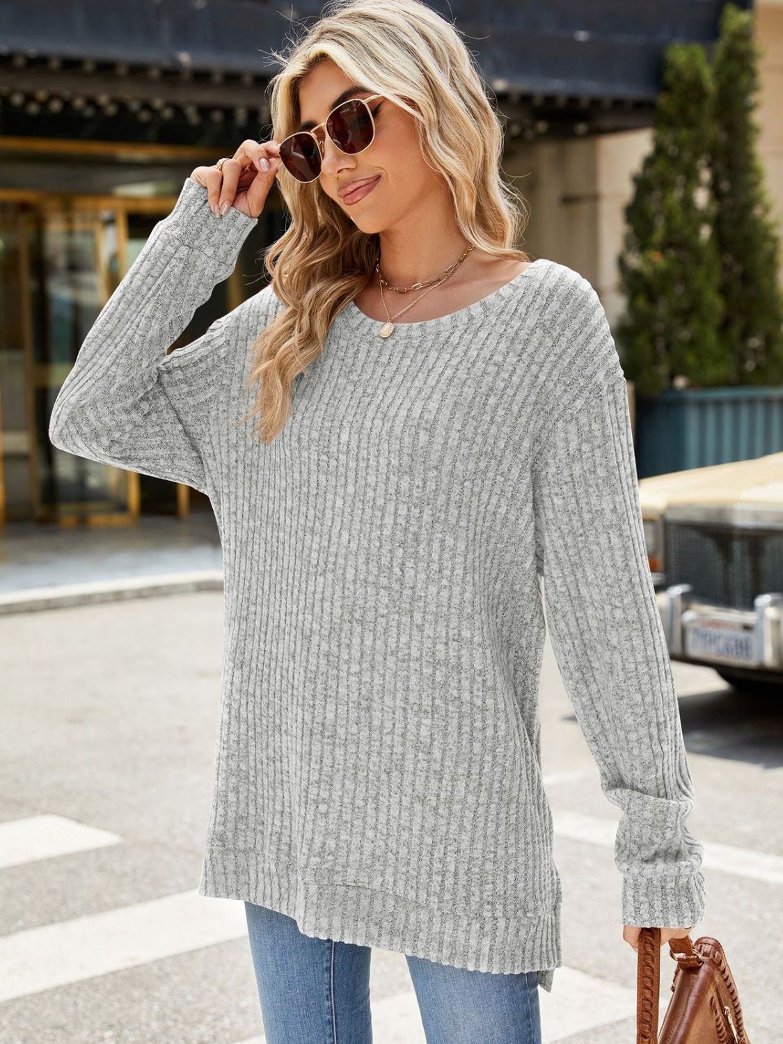 Round Neck Long Sleeve T-Shirt-Chaelisa's New Jammies