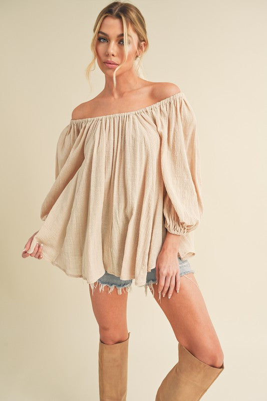Aemi + Co Off-Shoulder Balloon Sleeve Blouse-Chaelisa's New Jammies