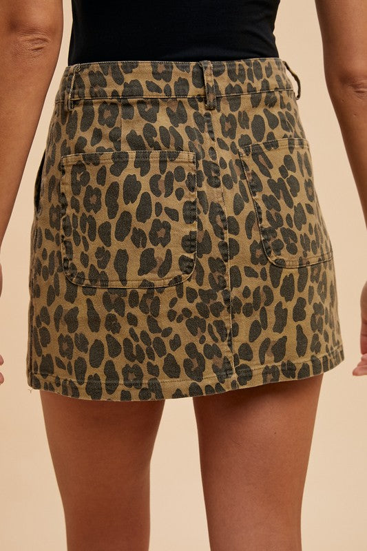 Annie Wear Leopard Denim Mini Skirt-Chaelisa's New Jammies