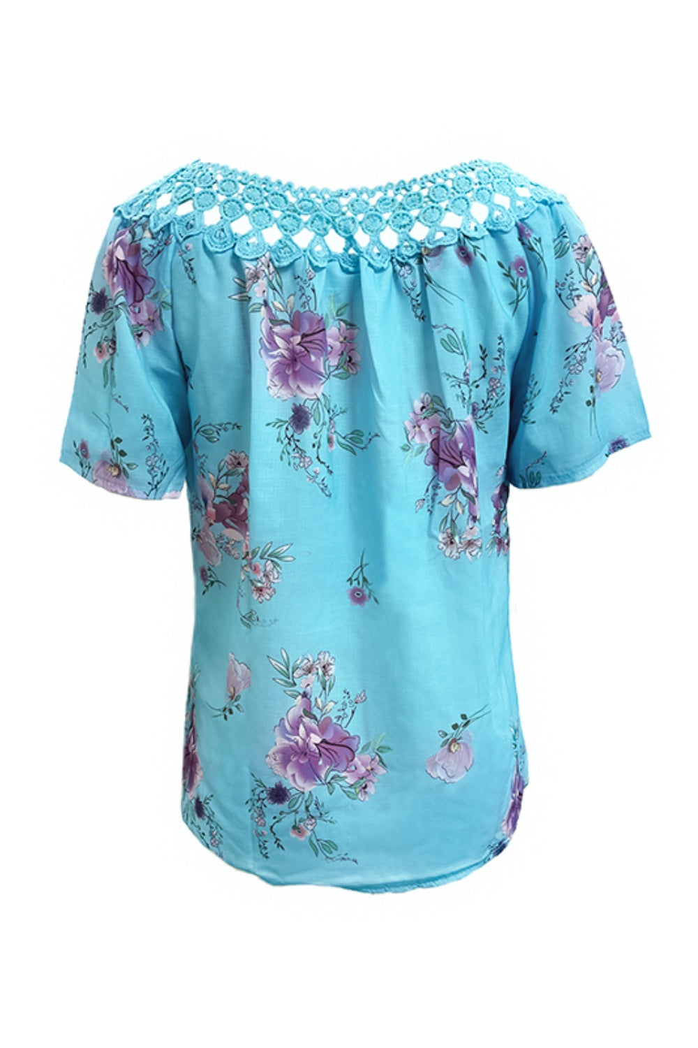 Full Size Printed Tie Neck Short Sleeve Blouse-Chaelisa's New Jammies