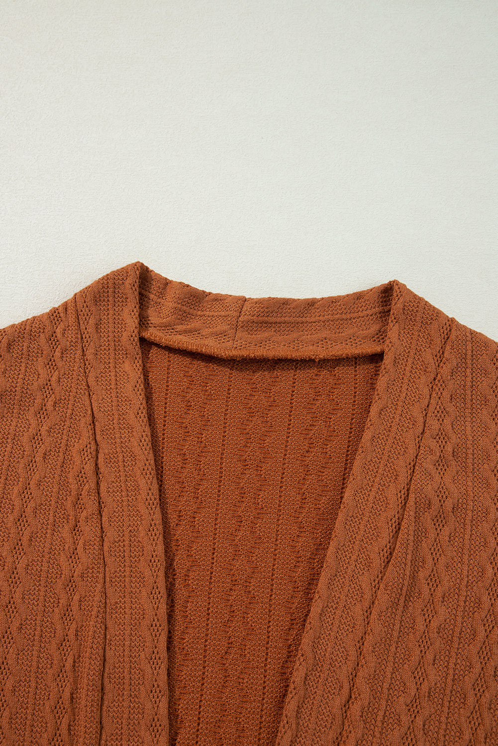 Chestnut Textured Knit Side Pockets Open Front Cardigan-Chaelisa's New Jammies