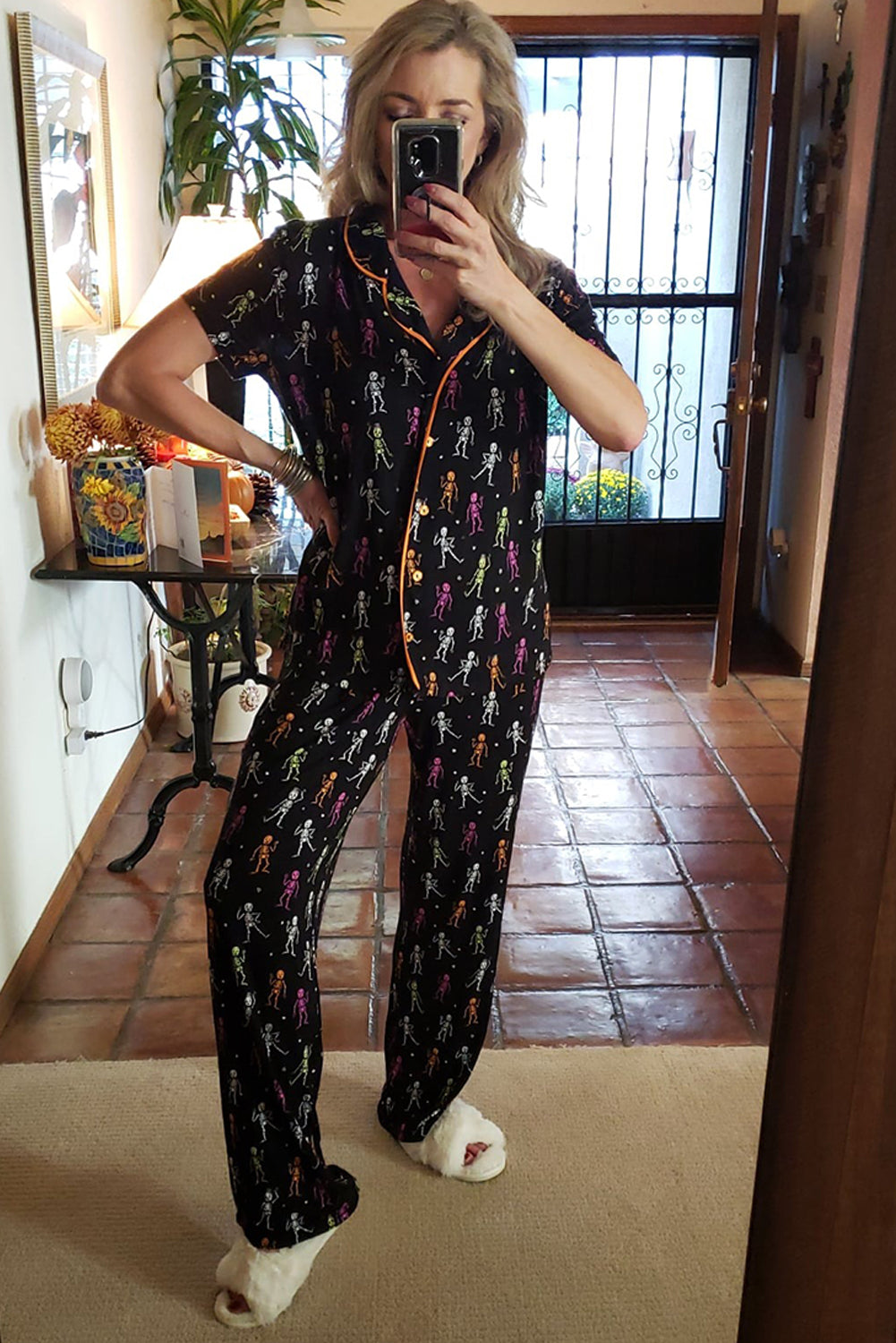 Black Halloween Pattern Short Sleeve Shirt Pajama Set-Chaelisa's New Jammies