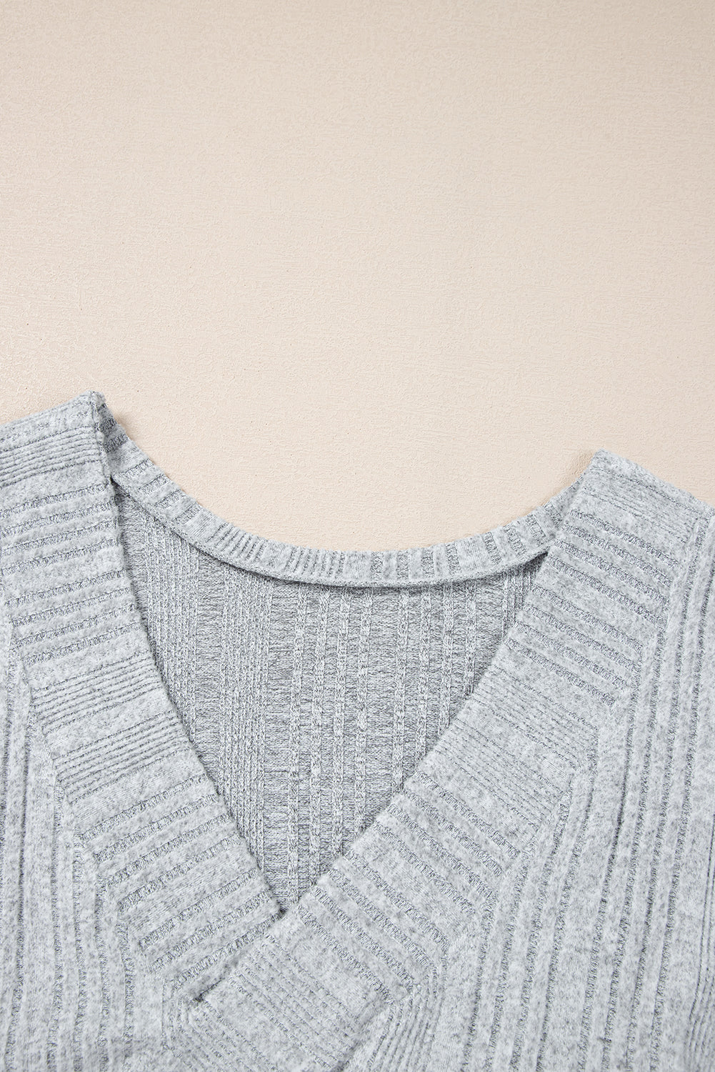 Light Grey Textured Crossover Backless Knit Long Sleeve Top-Chaelisa's New Jammies