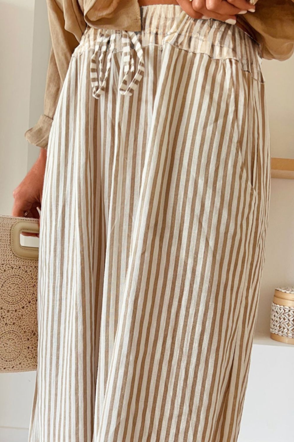 Pocketed Striped Wide Leg Pants-Chaelisa's New Jammies