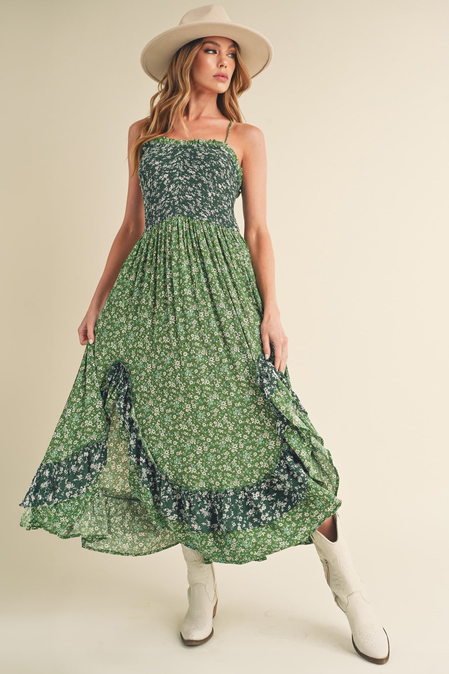 Aemi + Co Ditsy Floral Ruffled Hem Maxi Cami Dress-Chaelisa's New Jammies
