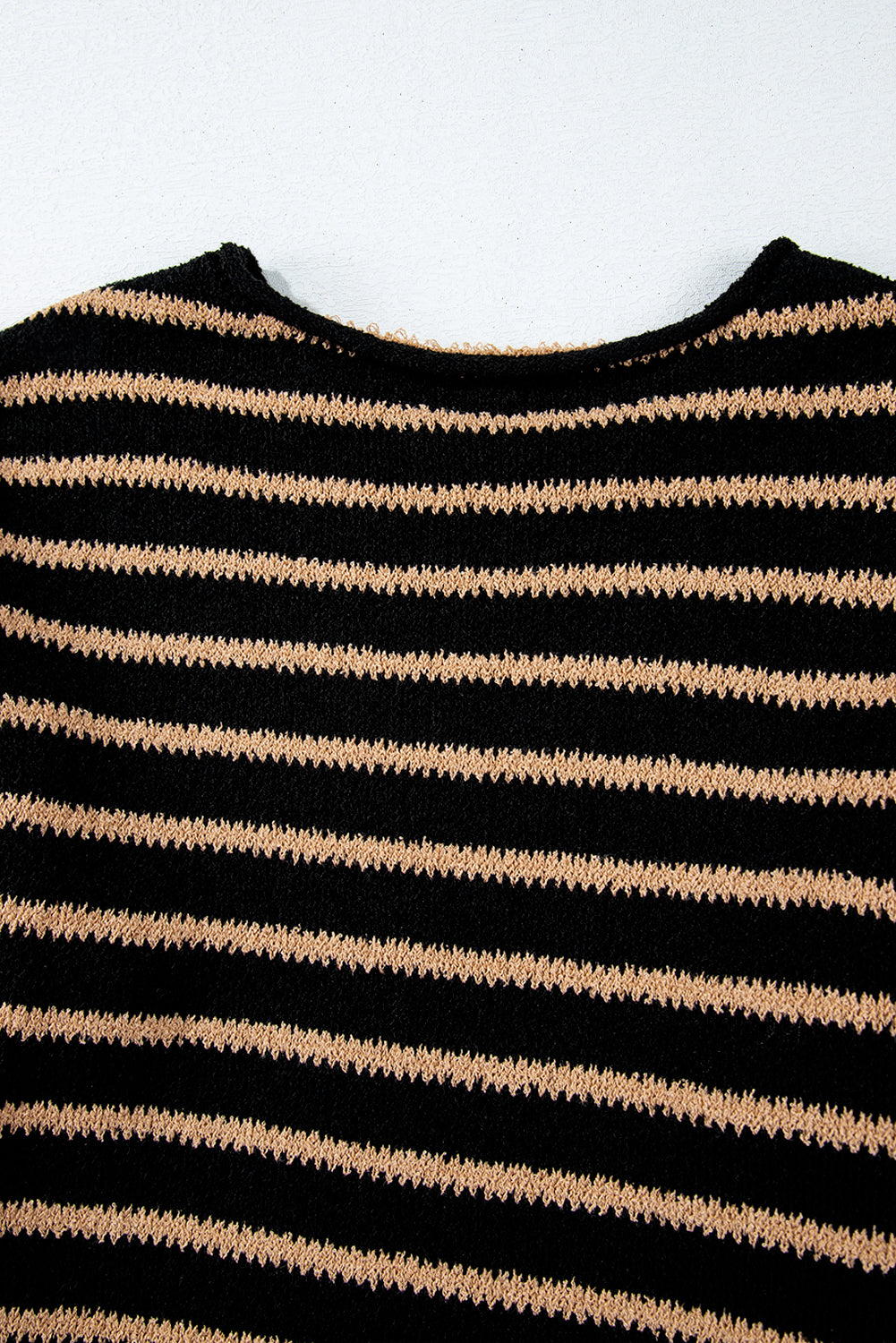 Black Stripe Drop Shoulder Round Neck Loose Sweater-Chaelisa's New Jammies