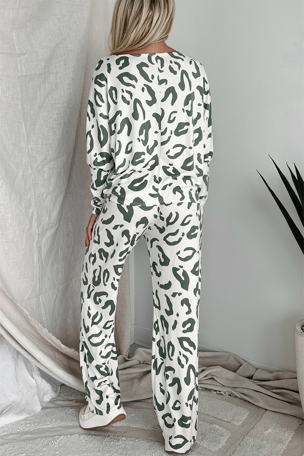 Beige Leopard Animal Print Long Sleeve and Pants Loungewear Set-Chaelisa's New Jammies