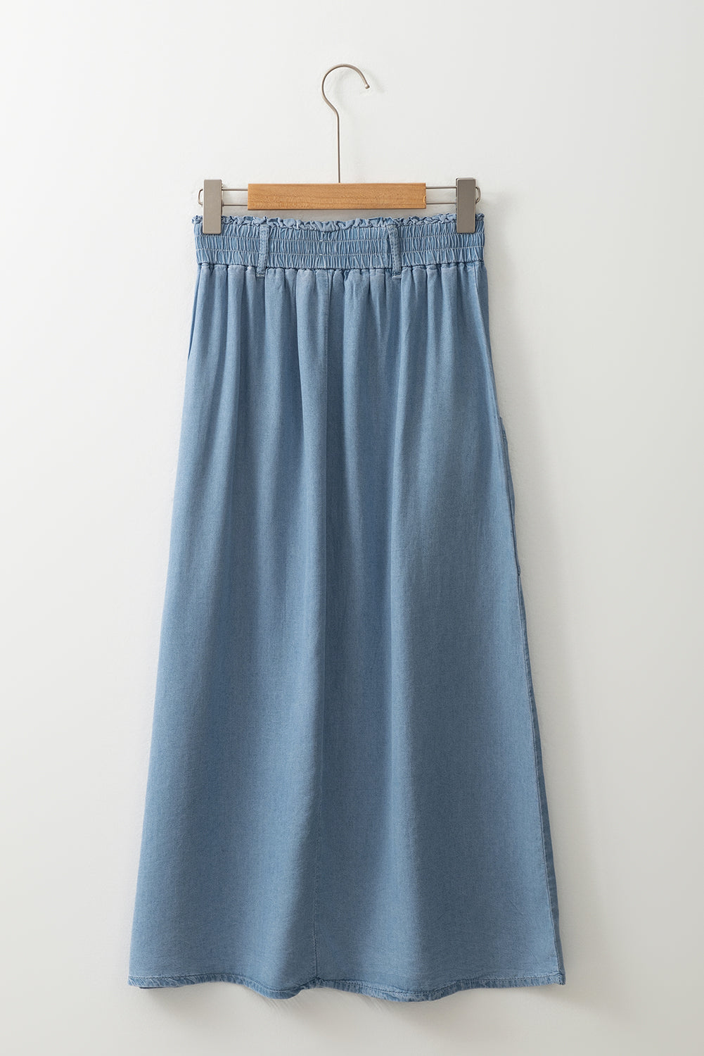 Beau Blue Buttoned Front High Waist Side Pockets Denim Maxi Skirt-Chaelisa's New Jammies