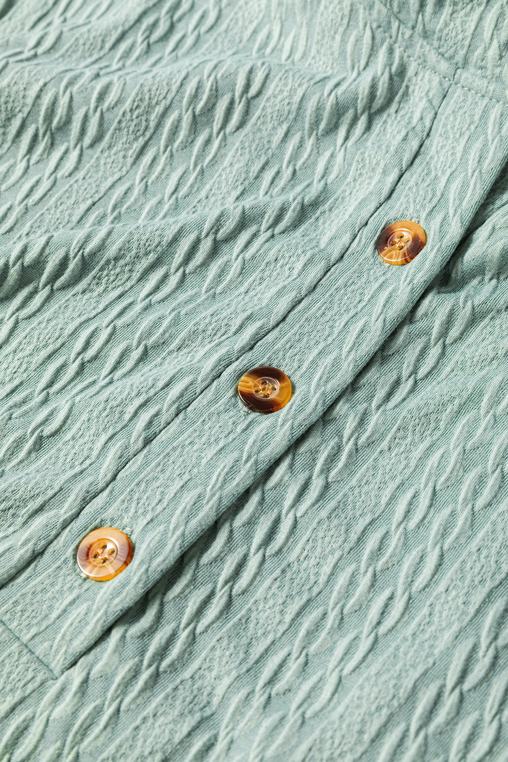 Mint Green Button Front Textured Drawstring Hooded Long Sleeve Top-Chaelisa's New Jammies