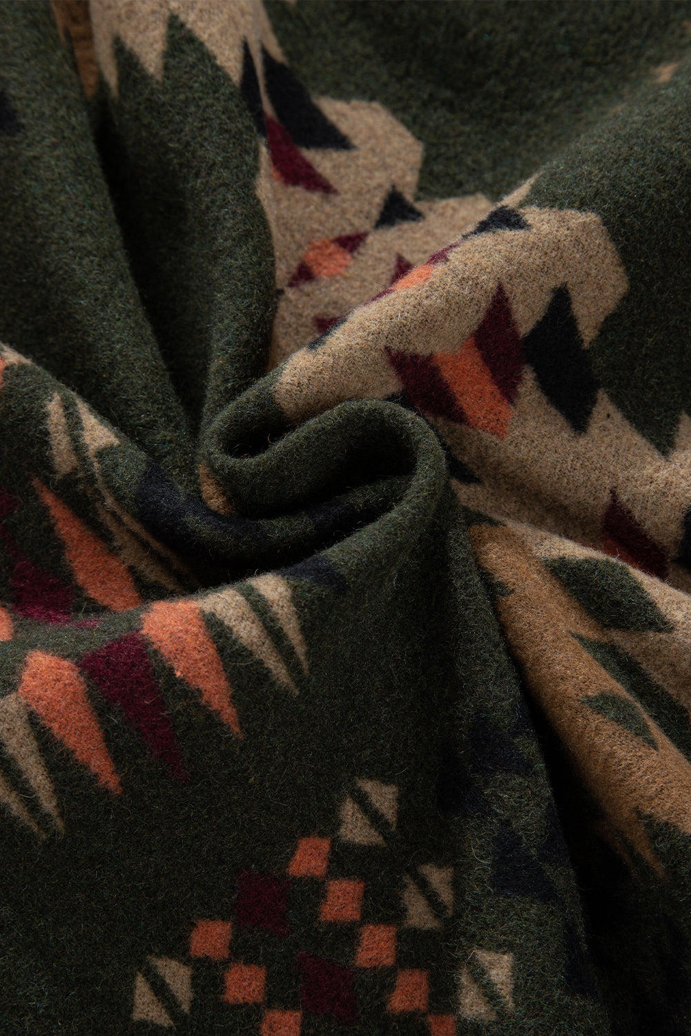 Green Aztec Print Flap Pockets Long Sleeve Shacket-Chaelisa's New Jammies