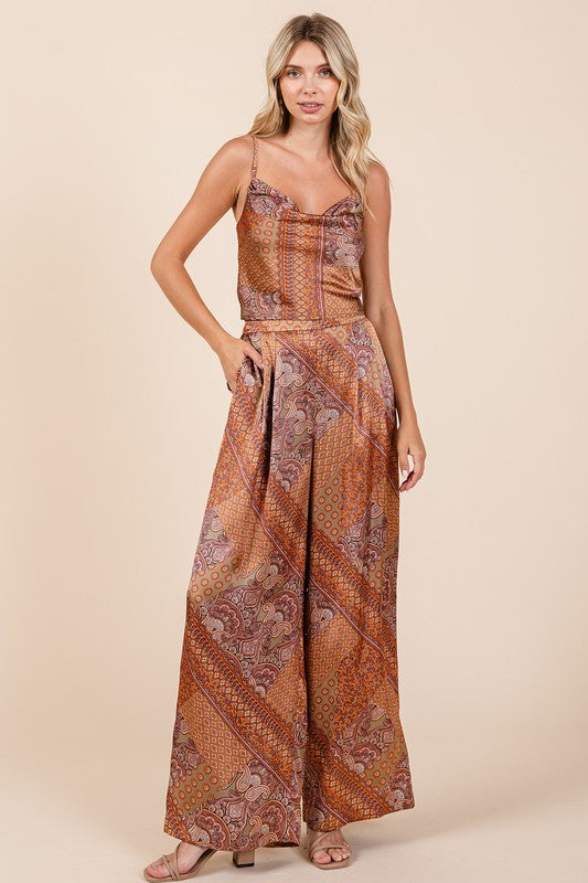 Mittoshop Paisley Patchwork Print Satin Cowl Neck Crop Cami-Chaelisa's New Jammies