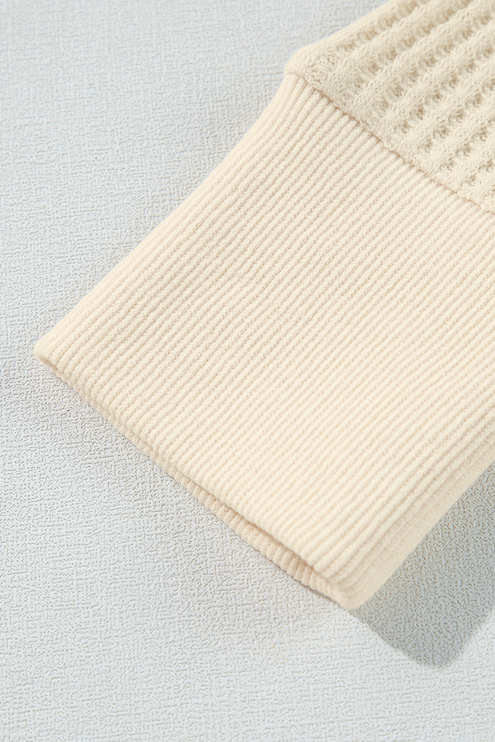 Beige Thermal Knit Patchwork Exposed Seam Long Sleeve Top-Chaelisa's New Jammies