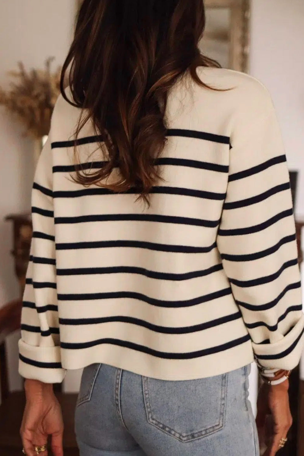 Black Stripe Flap Pocket Buttoned Cardigan Sweater-Chaelisa's New Jammies