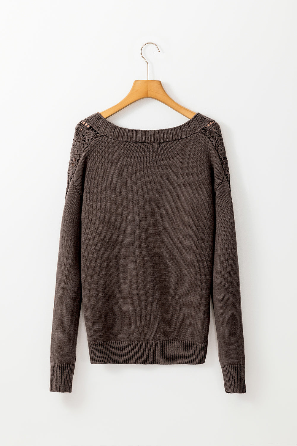 Dark Khaki Open Knit Drop Shoulder Sweater Cardigan-Chaelisa's New Jammies
