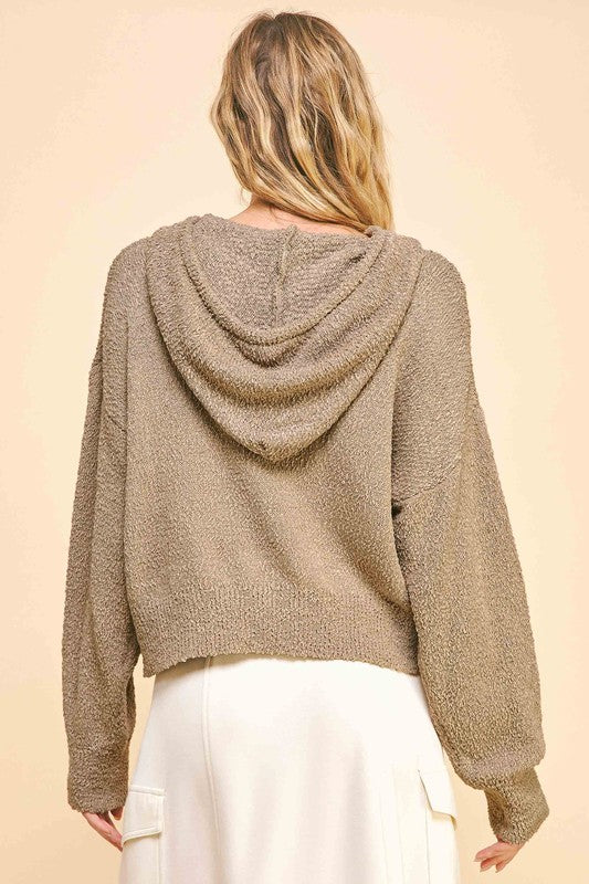 Davi & Dani Drop Shoulder Long Sleeve Hooded Sweater-Chaelisa's New Jammies
