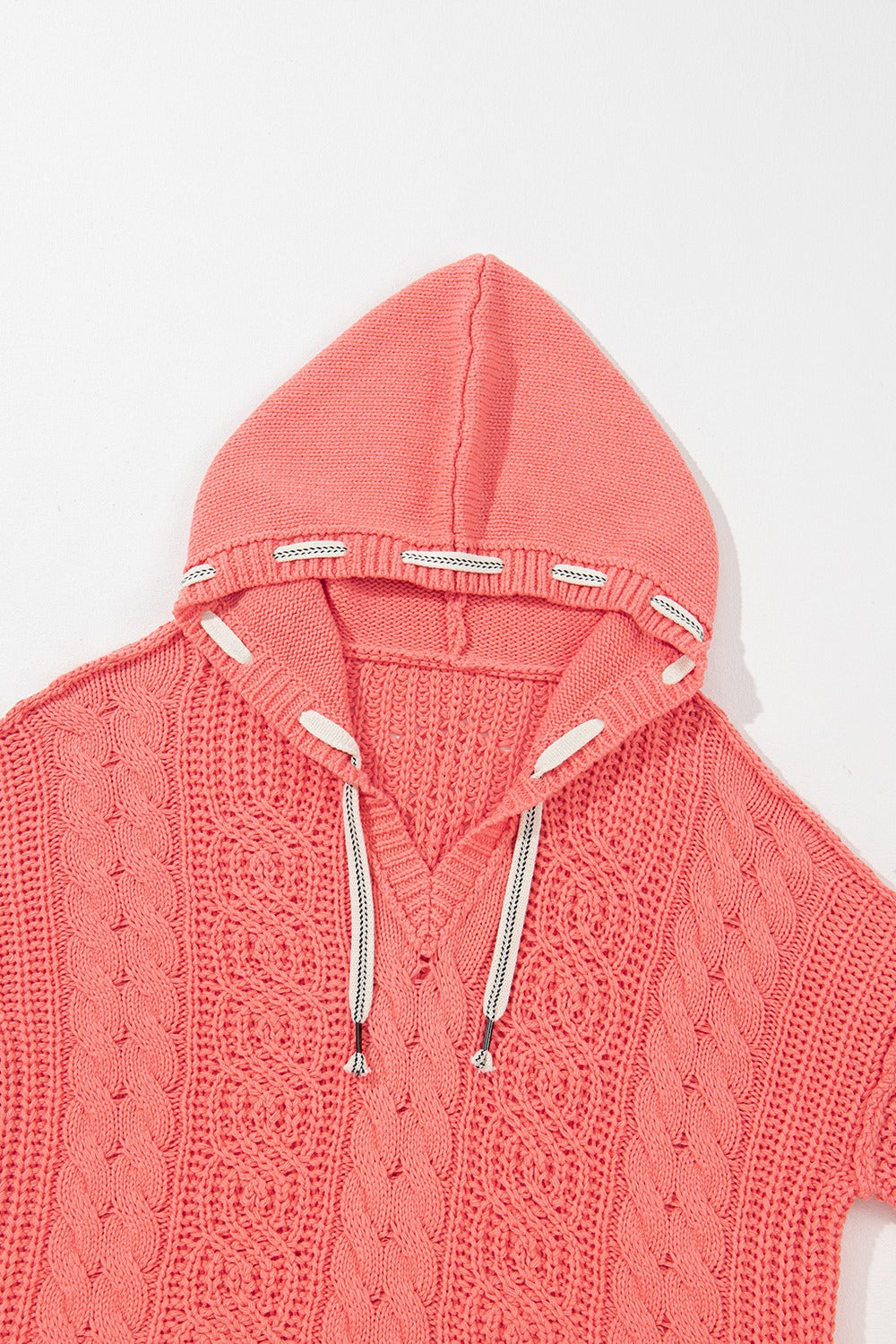 Drawstring Cable-Knit Hooded Sweater-Chaelisa's New Jammies