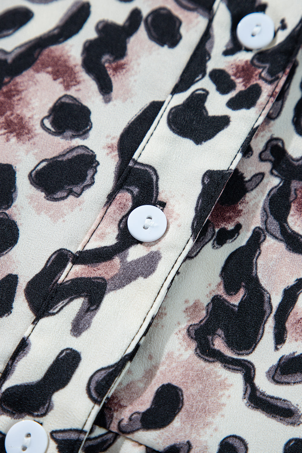Black Leopard Print Buttoned Front 3/4 Sleeve Tiered Ruffled Hem Dress-Chaelisa's New Jammies
