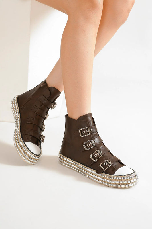Beast Fashion Multi-Buckle Straps Studded Platform Sneakers-Chaelisa's New Jammies