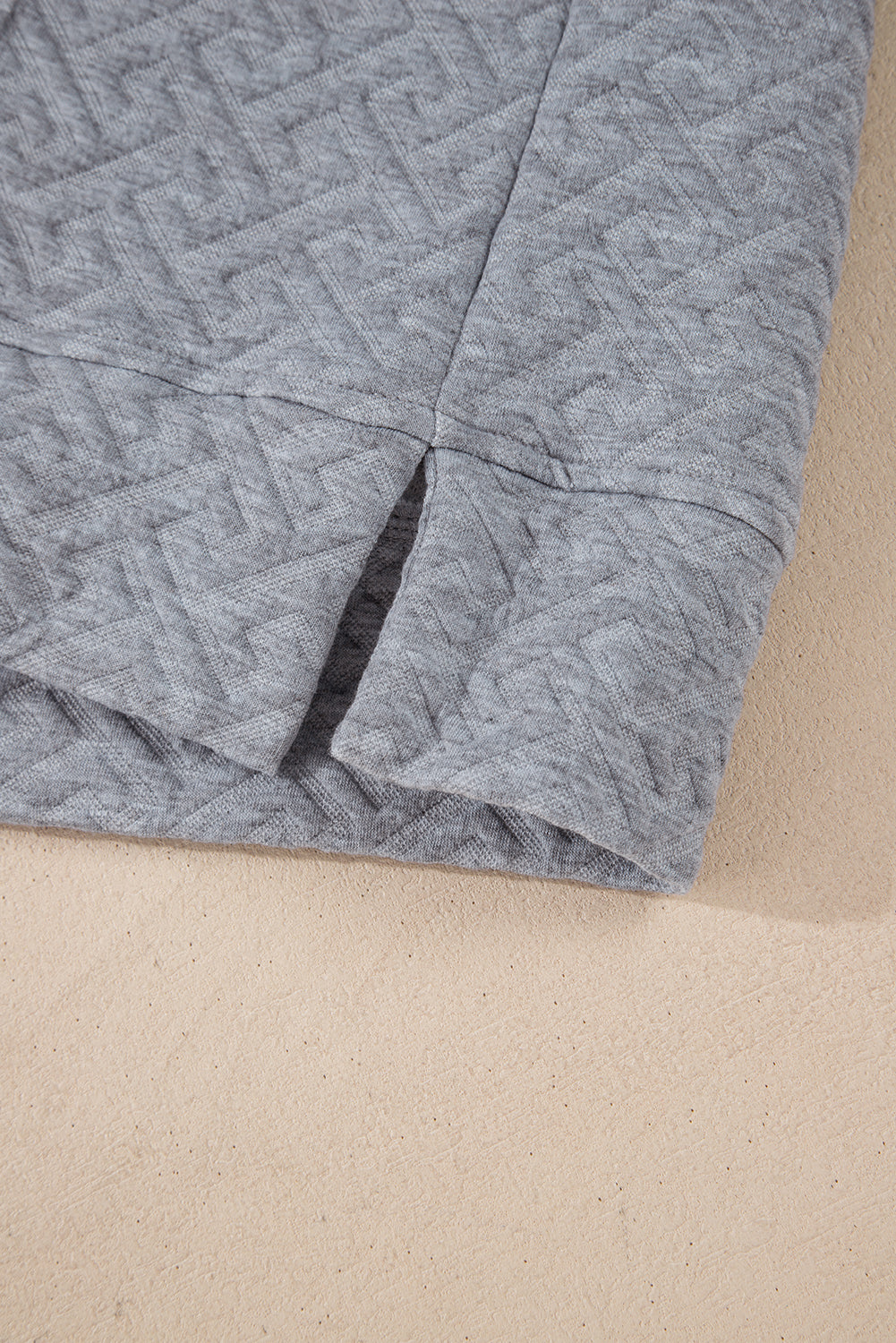 Gray Solid Textured Half Zipper Collared Sweatshirt-Chaelisa's New Jammies
