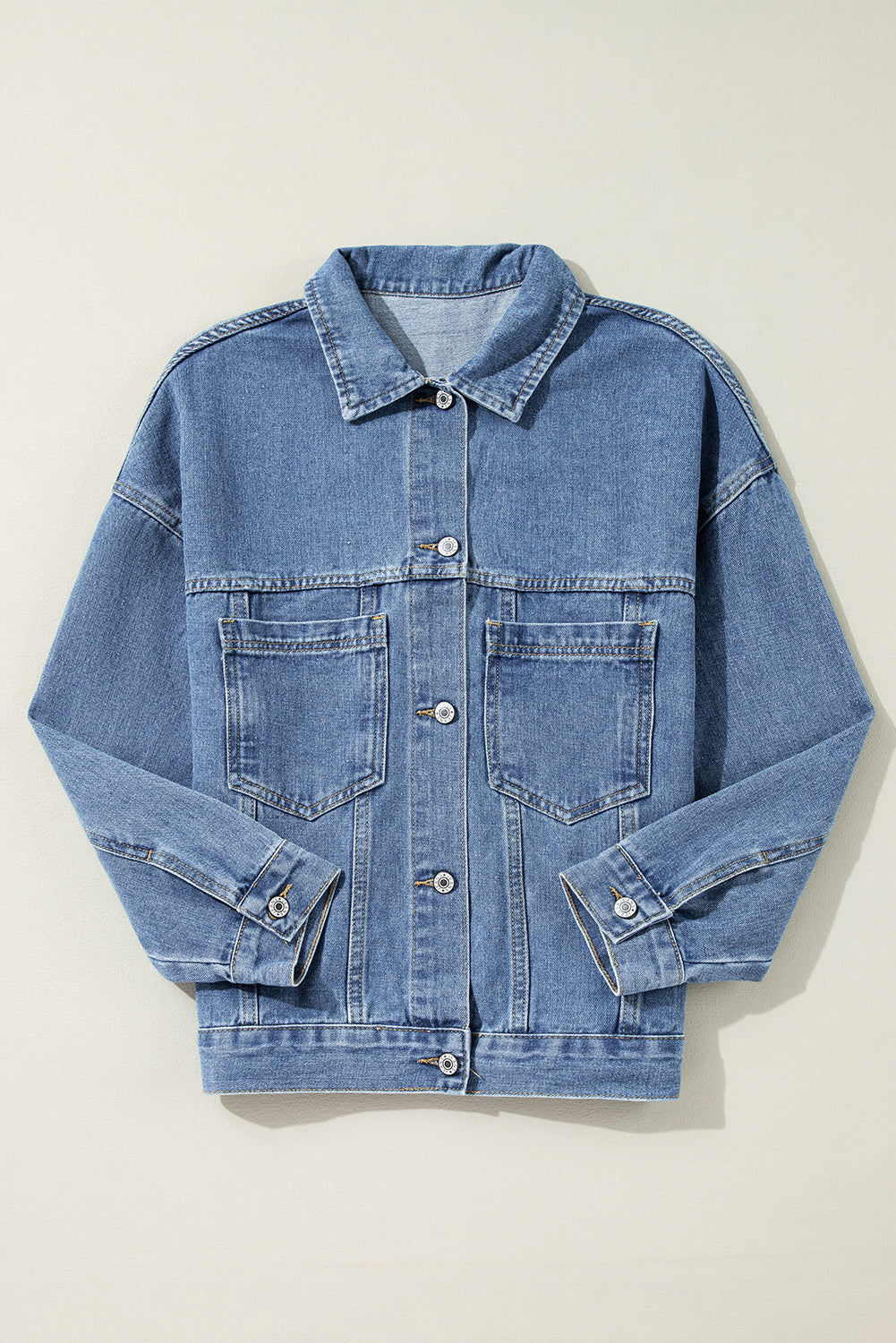 Light Blue Washed Oversize Pocketed Denim Jacket-Chaelisa's New Jammies