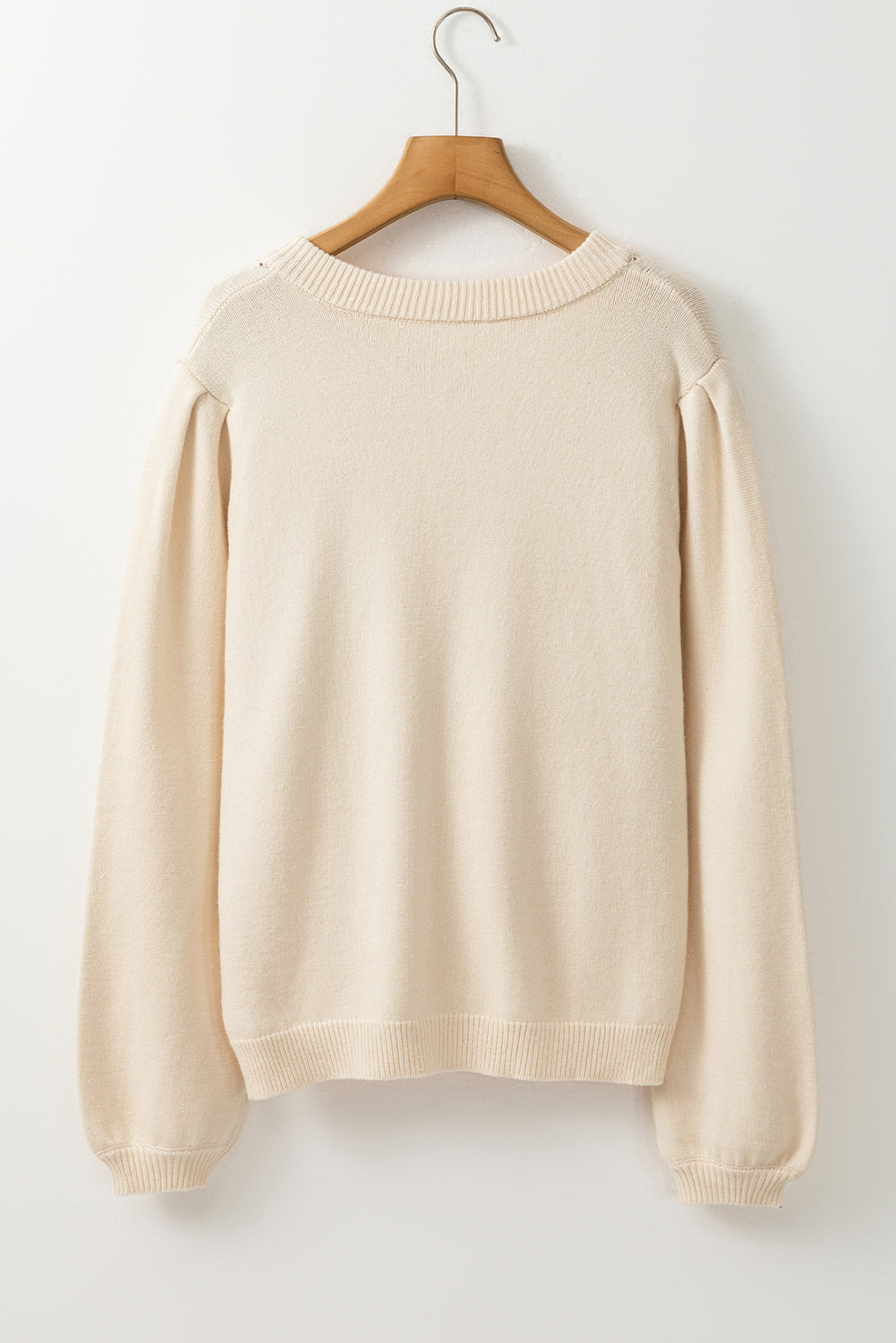 Apricot Pleated Sleeve Hollow Detail Button Sweater Cardigan-Chaelisa's New Jammies