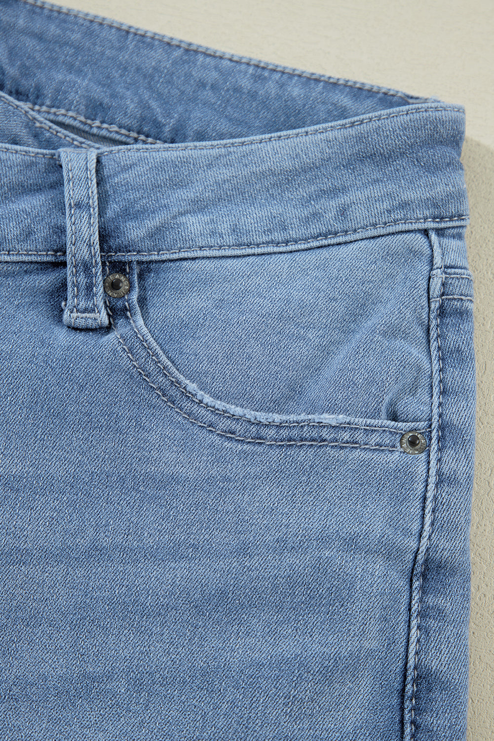 Dusk Blue High Rise Asymmetric Button Zip Fly Ripped Jeans-Chaelisa's New Jammies