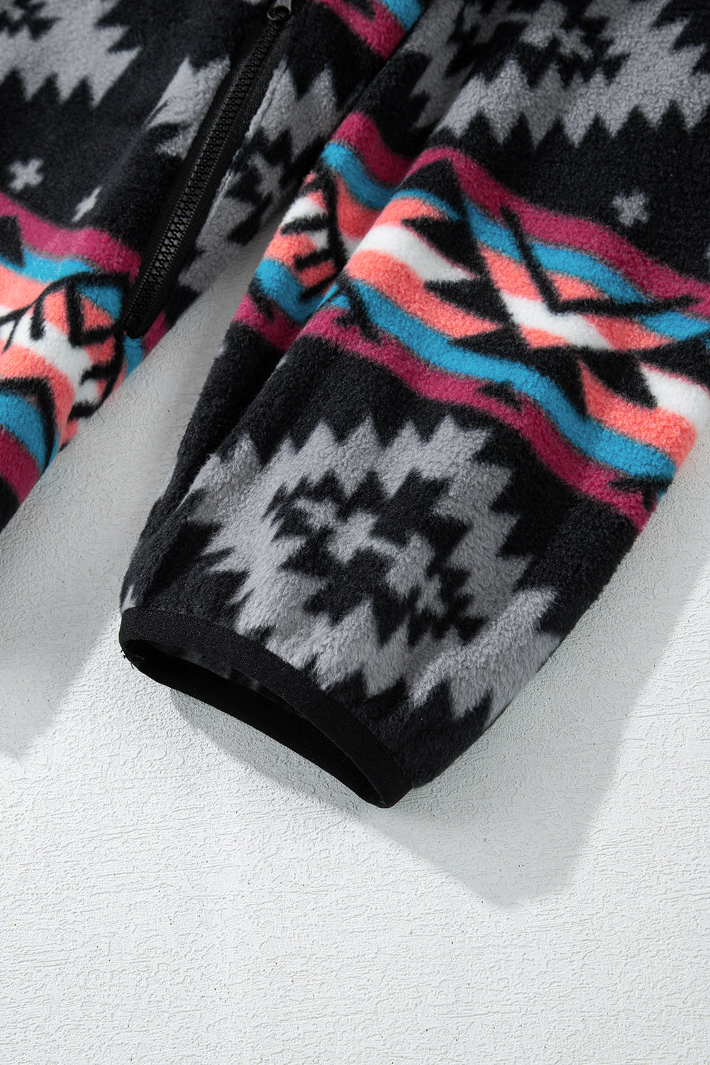 Black Aztec Printed Zip Up Collar Jacket-Chaelisa's New Jammies