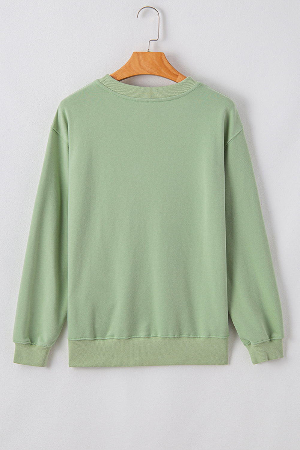 Smoke Green Plain Drop Shoulder Crewneck Pullover Sweatshirt-Chaelisa's New Jammies