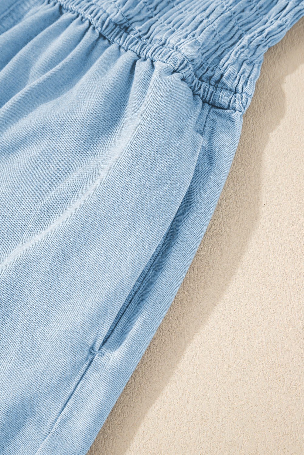 Beau Blue Spaghetti Strap Smocked Denim Romper-Chaelisa's New Jammies