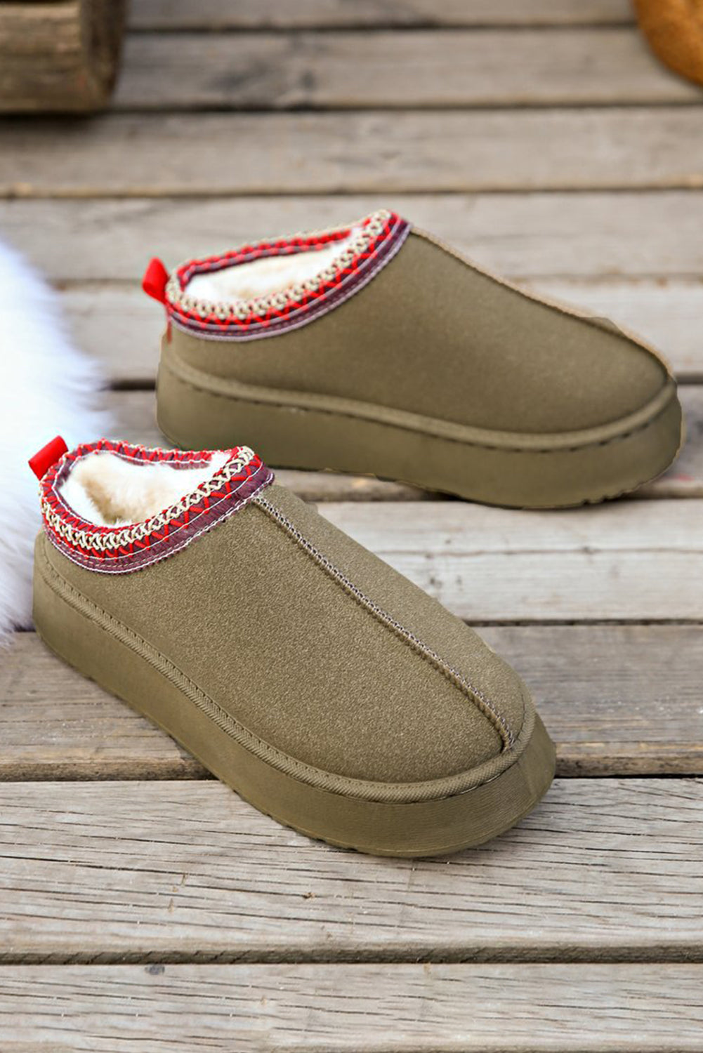 Sage Green Contrast Print Suede Plush Lined Snow Boots-Chaelisa's New Jammies