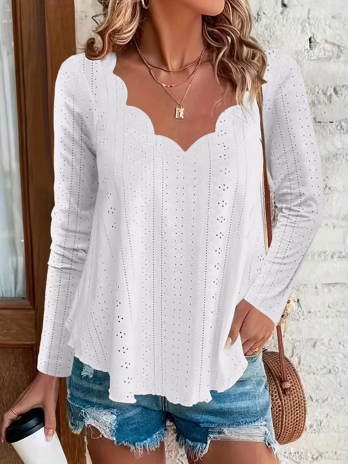 Eyelet Long Sleeve Blouse-Chaelisa's New Jammies