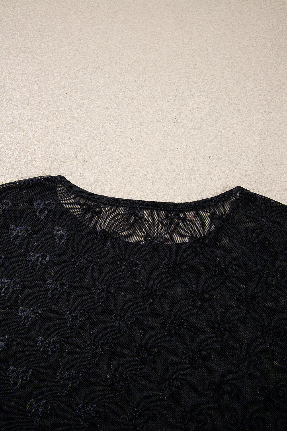 Black Mesh Bow Pattern Long Sleeve Top-Chaelisa's New Jammies