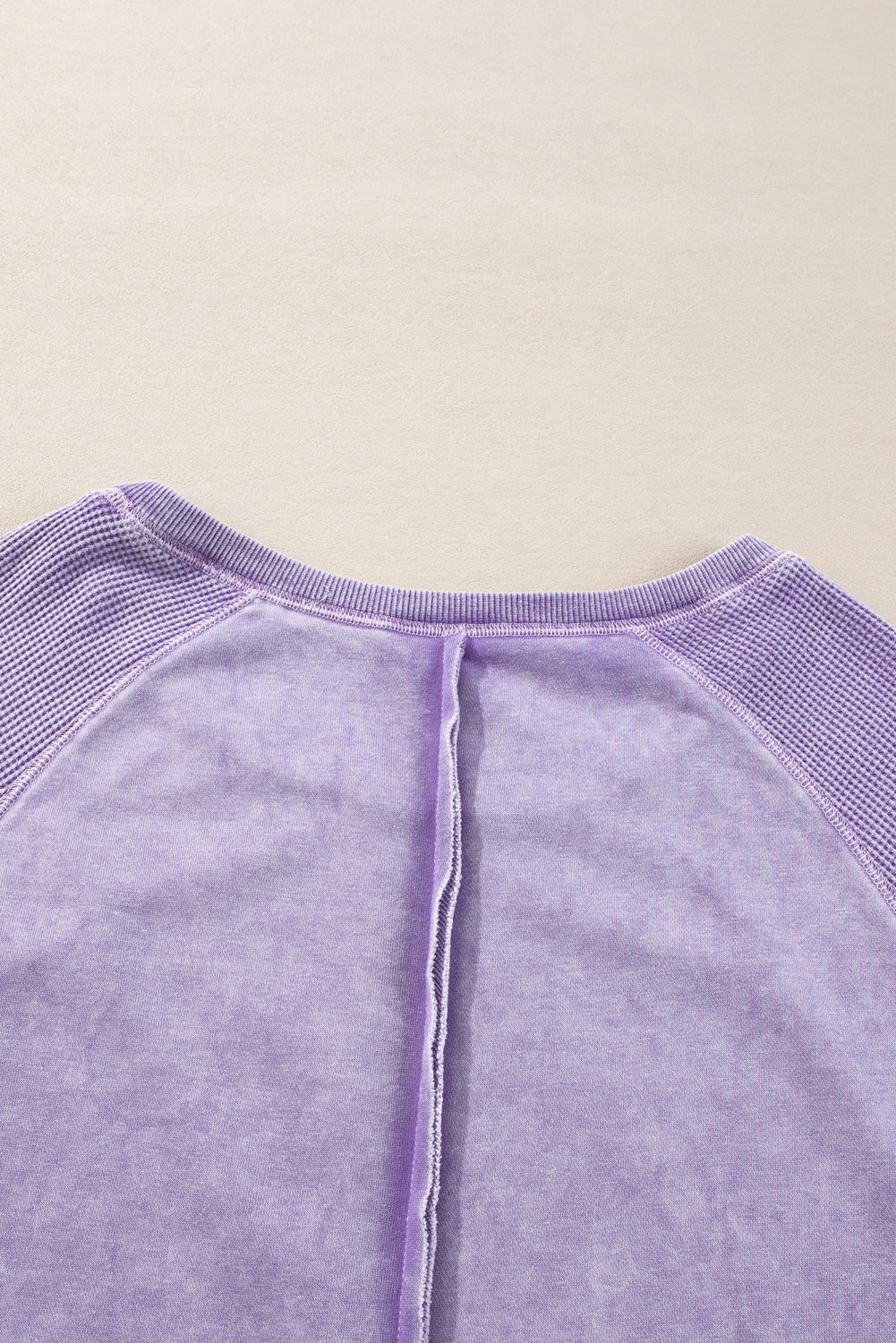 Orchid Petal Solid Waffle Knit Patchwork Raglan Sleeve Sweatshirt-Chaelisa's New Jammies