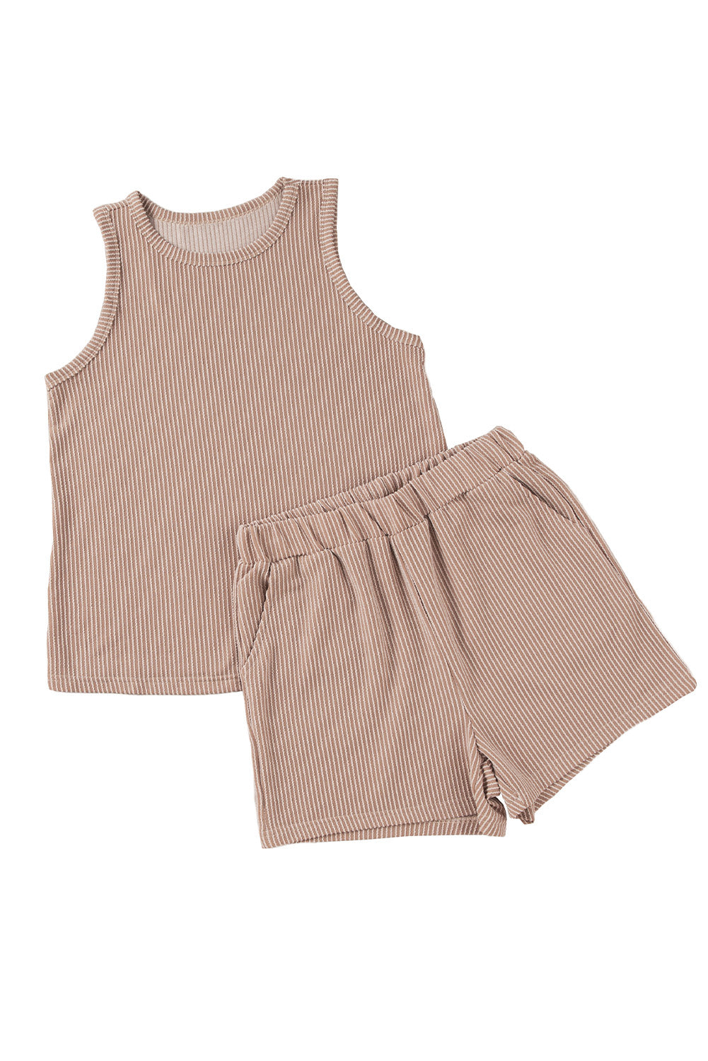 Smoke Gray Corded Sleeveless Top and Pocketed Shorts Set-Chaelisa's New Jammies