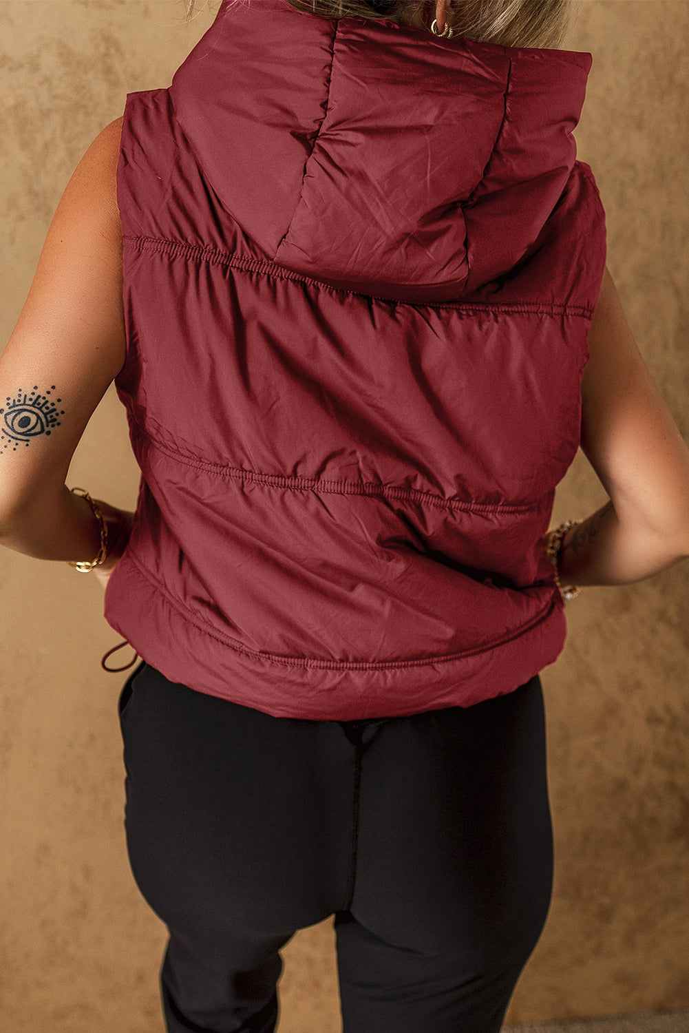 Clay Zip-up Side Pockets Hooded Puffer Vest-Chaelisa's New Jammies