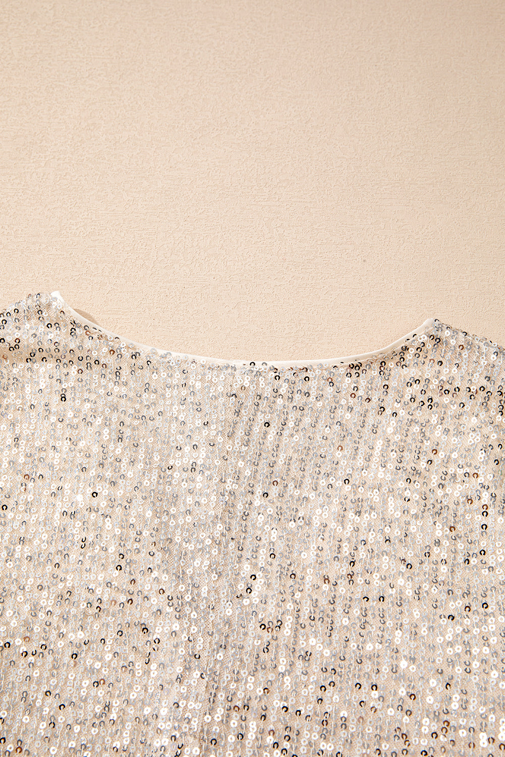 Beige Sequin Long Sleeve Wrap V Neck Bodysuit-Chaelisa's New Jammies
