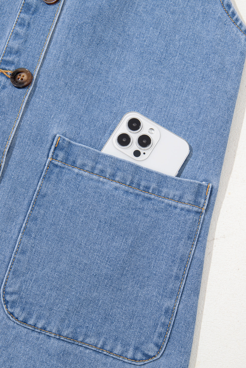 Beau Blue Wide Strap Button Front Pocketed Denim Mini Dress-Chaelisa's New Jammies