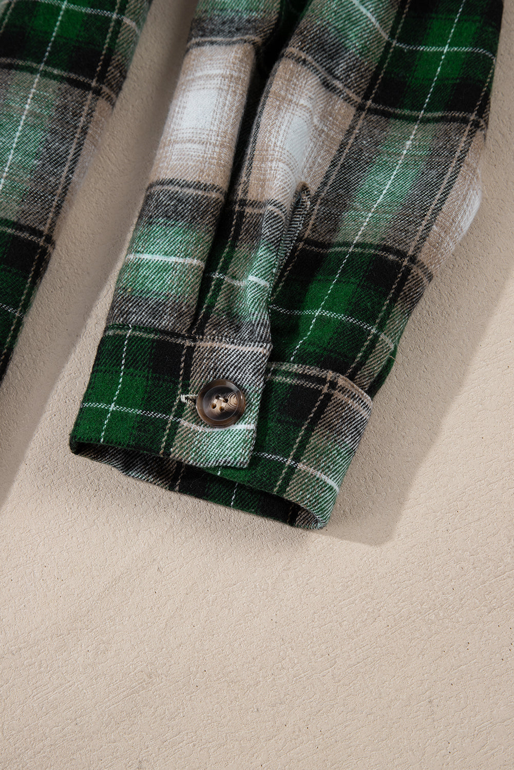 Green Plaid Print Chest Pocket Buttoned Hooded Shacket-Chaelisa's New Jammies