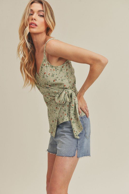 Aemi + Co Ditsy Floral Surplice Adjustable Straps Cami - Chaelisa's New Jammies