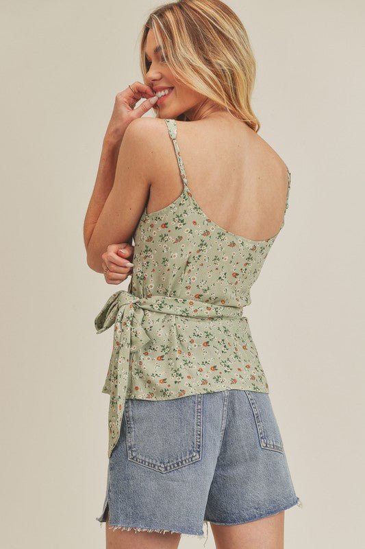 Aemi + Co Ditsy Floral Surplice Adjustable Straps Cami - Chaelisa's New Jammies