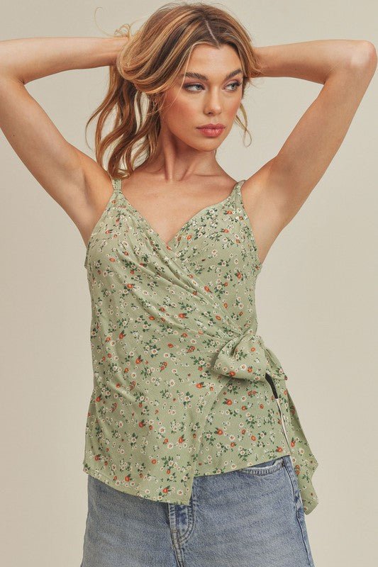 Aemi + Co Ditsy Floral Surplice Adjustable Straps Cami - Chaelisa's New Jammies