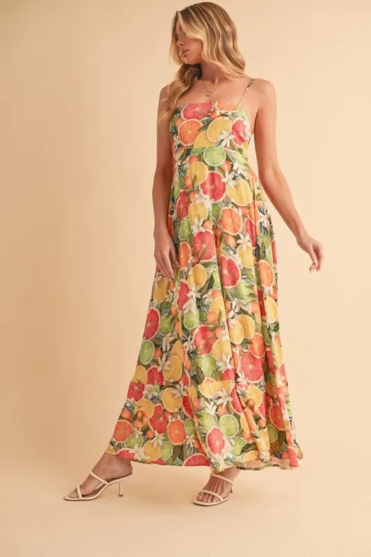 Aemi + Co Fruit Print Square Neck Maxi Cami Dress - Chaelisa's New Jammies