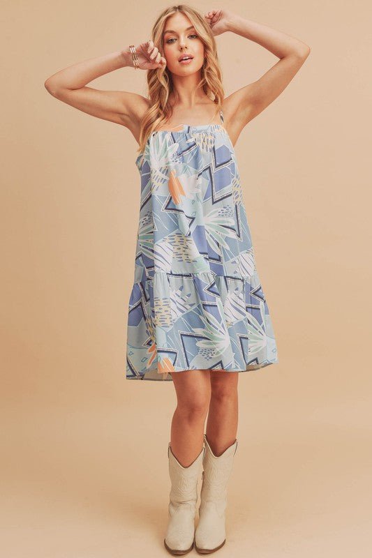 Aemi + Co Printed Ruffled Hem Square Neck Mini Cami Dress - Chaelisa's New Jammies