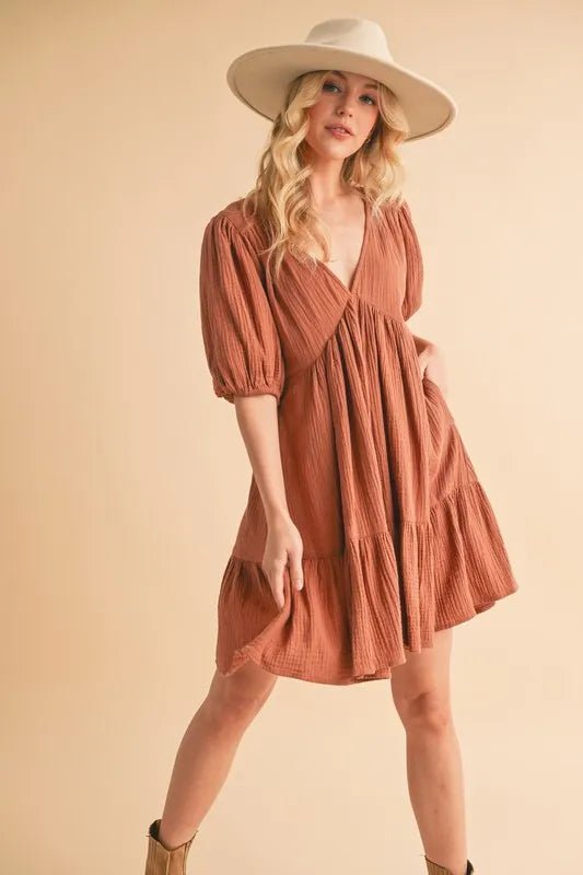 Aemi+Co Tied Back Ruffled Short Sleeve Mini Dress - Chaelisa's New Jammies